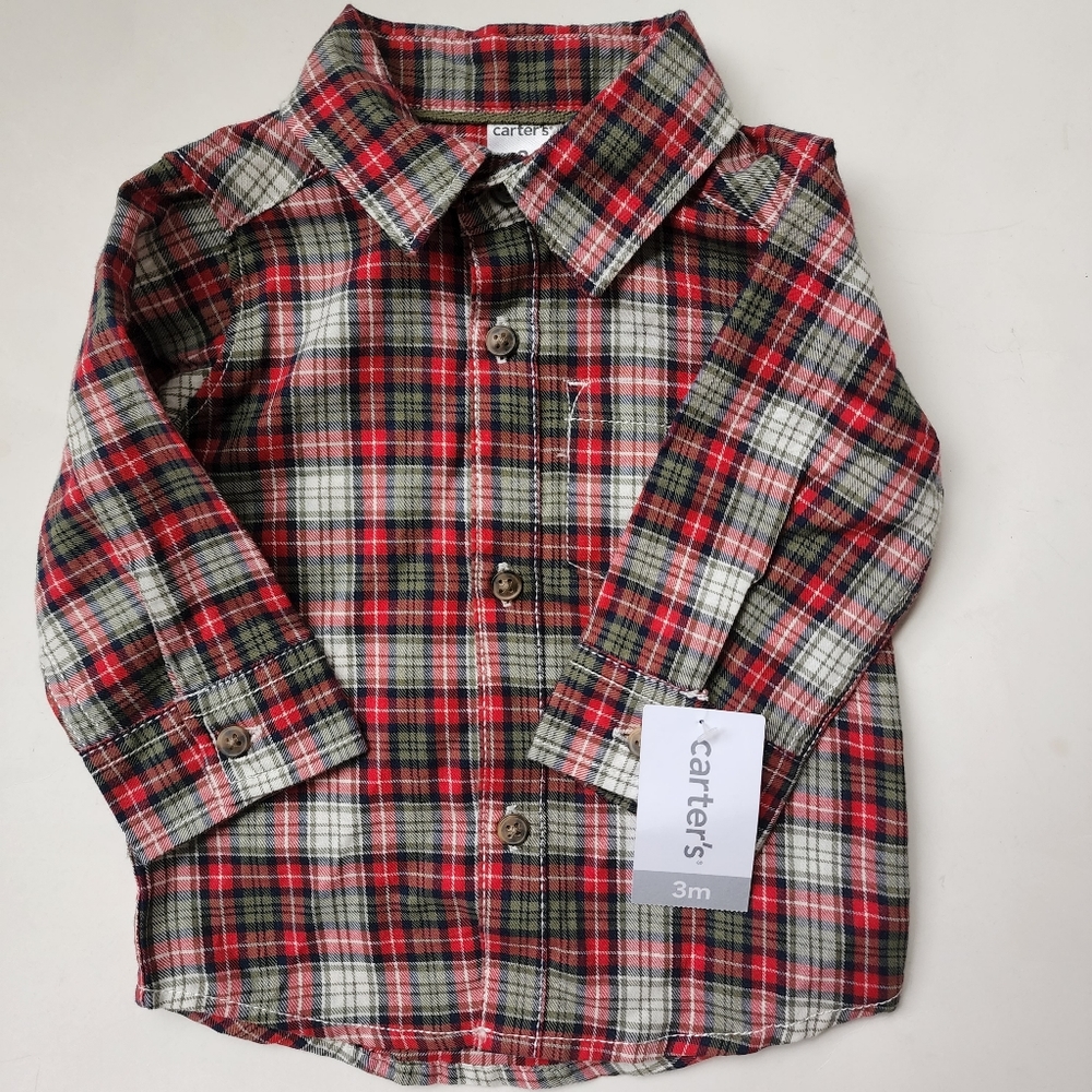 New! Carter's plaid infant button down shirt